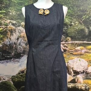 Elegant Black Sleeveless Dress with Gold Accents